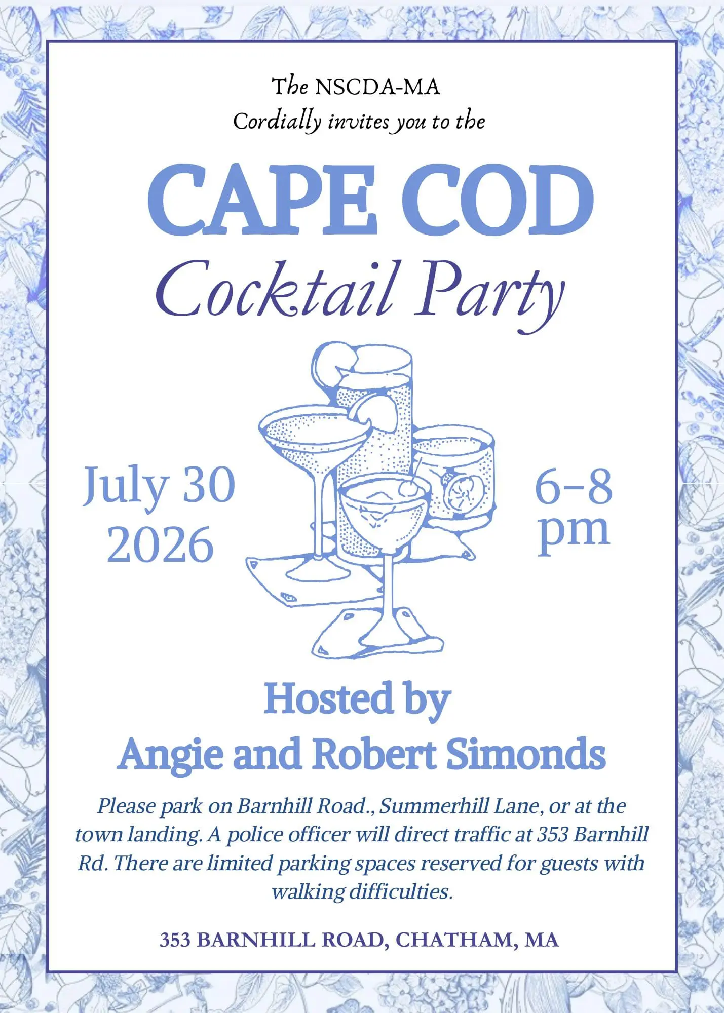 Cape Cod cocktail party invite 2026