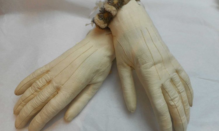 white leather gloves